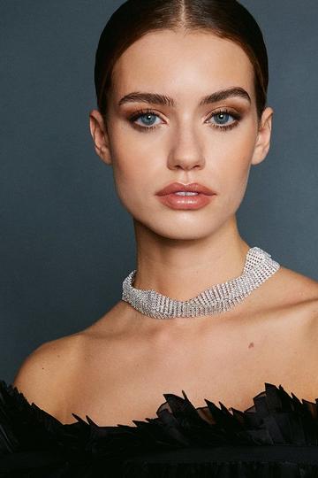Wavy Diamante Necklace silver