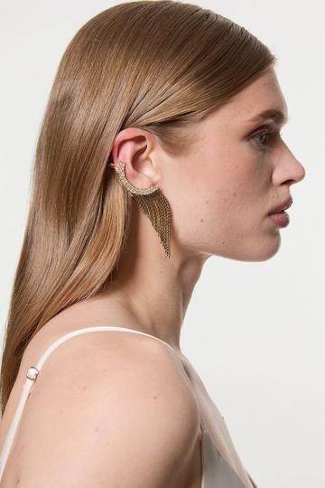 Gold Drop Ear Cuff Earrings gold