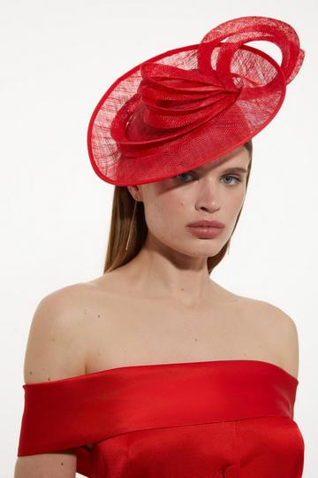 Asymmetric Disc Headband Fascinator red