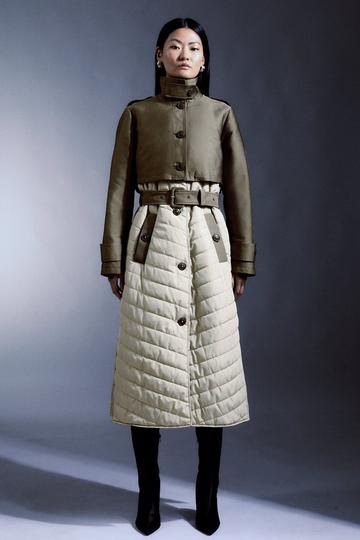Lightweight Padded Hybrid Trench Coat khaki