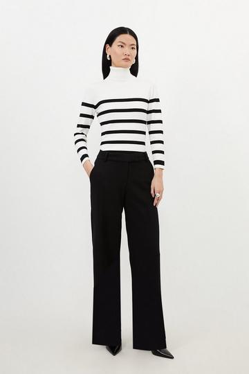 Petite Compact Stretch Essential Tailored Straight Leg Trouser black