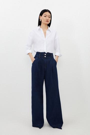 Petite Denim Wide Leg Trousers indigo