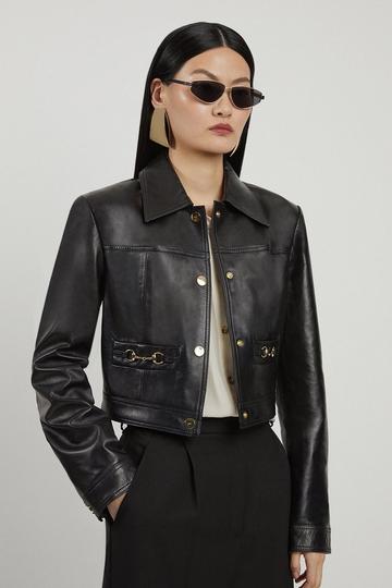 Leather Snaffle Trim Jacket