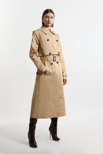 Camel Beige Tailored Cotton Multiway Trench Coat