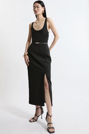 Petite Tailored Maxi Skirt black