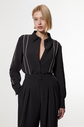 Black Tall Soft Tailored Contrast Tipped Shirt
