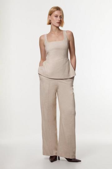 Herringbone Wide Leg Tailored Jumpsuit natural