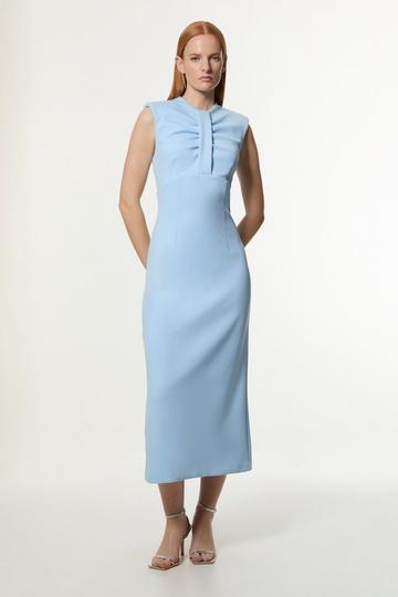 Blue Tall Scuba Drama Twist Detail Woven Midi Dress