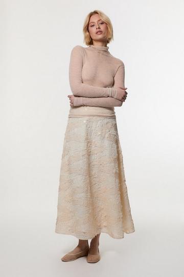 Tall Textured Sequin Fishtail Woven Maxi Skirt blush