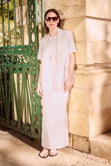 Viscose Linen Tailored Vest ivory