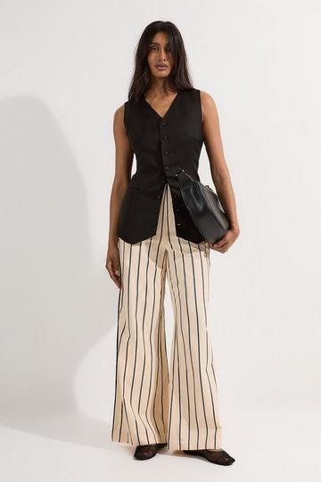 Cotton Stripe Belted Woven Trouser stripe