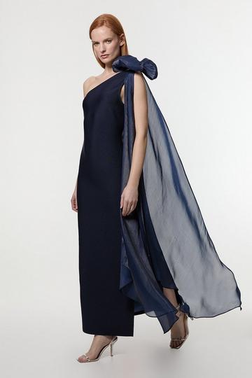 Navy Bandage Figure Form Knit Tassel Sleeve Detail Maxi Dress