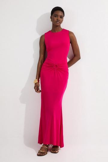 Premium Stretch Crepe Jersey Maxi Dress raspberry