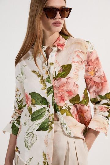 Linen Viscose Floral Woven Shirt floral
