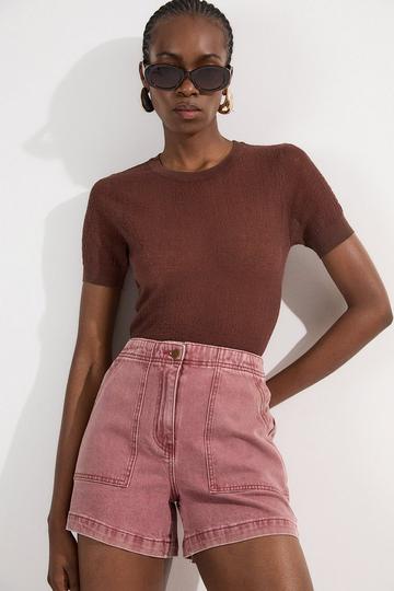Colored Denim Tailored Short pink
