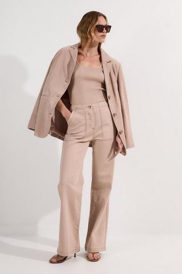 Coloured Denim Wide Leg Jean stone