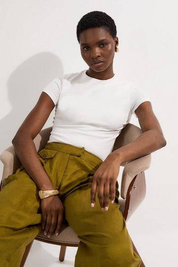 Stretch Cotton Short Sleeve Jersey Tshirt white