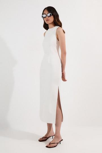 Ponte Crew Neck Maxi Dress ivory